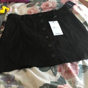 Black denim button up skirt